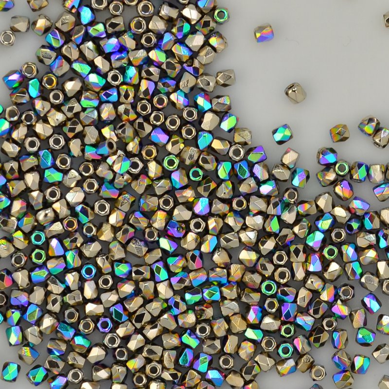 Fire Polish Faceted Round - True 2mm - Nickel Plated AB (150)