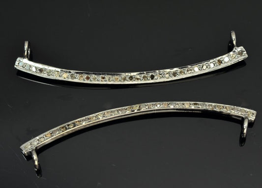 Long Curved Bar Diamonds/Gunmtl Each