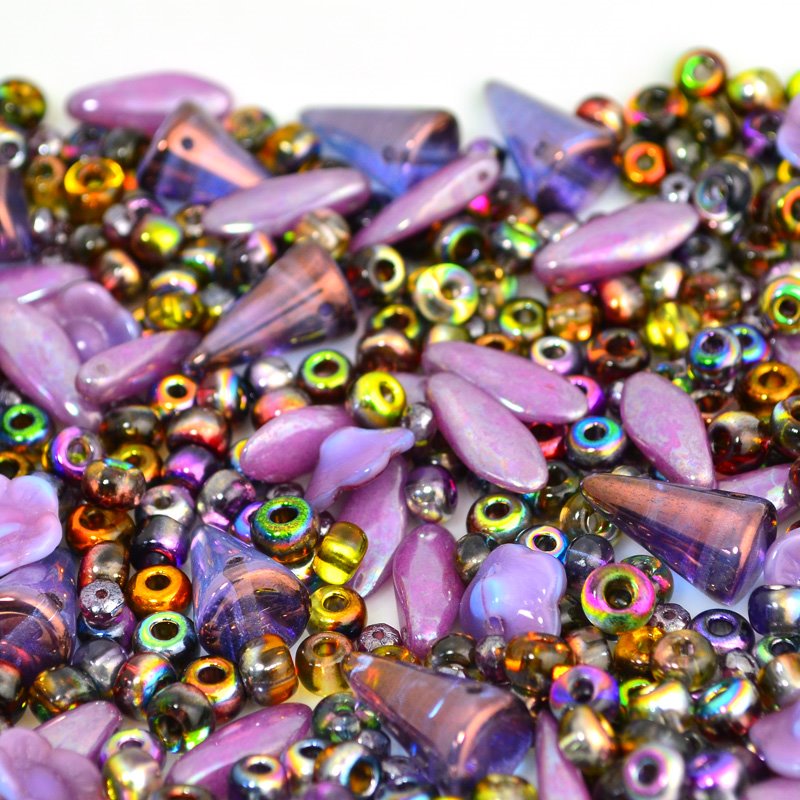 BeadFX Bead Mix - Czech Glass Mix - More Purple (Pack)