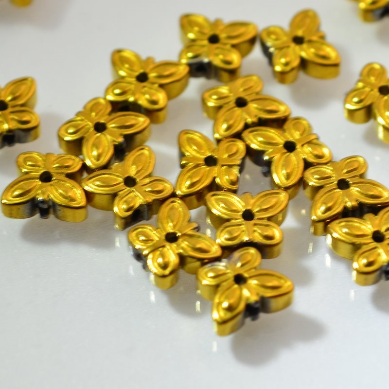GoldPl Hematite 6mm Butterfly 10pcs