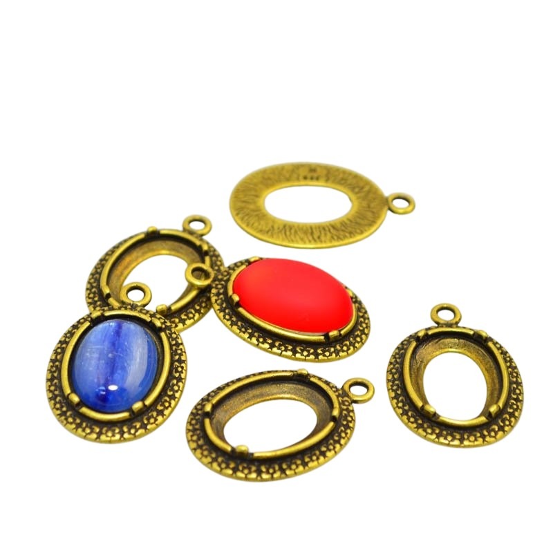 Finding - Bezel for 12x16mm Oval - Antiqued Brass