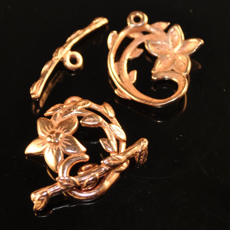 Toggle Clasp - Flower Vine - Bright Copper