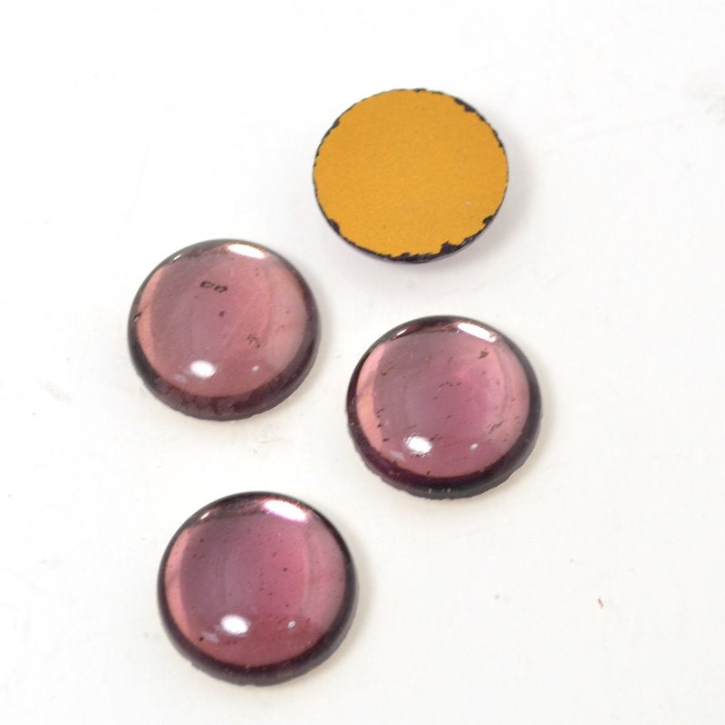 Vintage Glass - 16mm Round Cabochon - Amethyst Purple