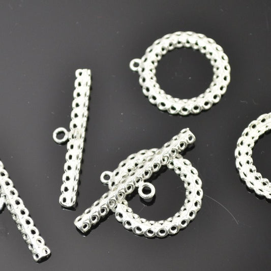 Toggle Clasp - 13 Swirl Toggle - Bright Silver