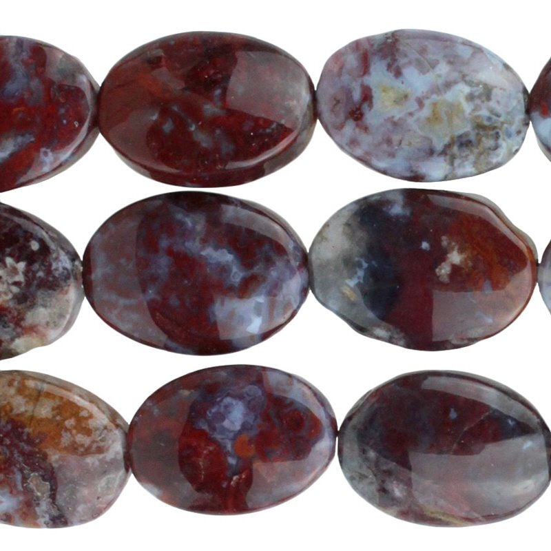 Red Lightning Agate 10x14mm Oval 8in