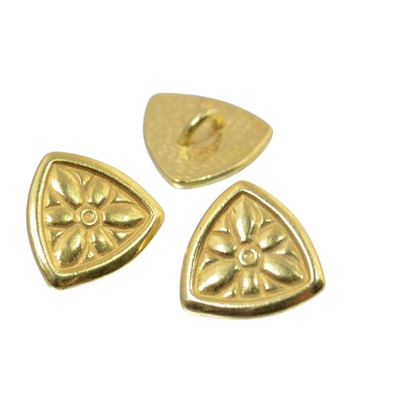Metal Buttons - Flower Shield - Bright Gold Plated