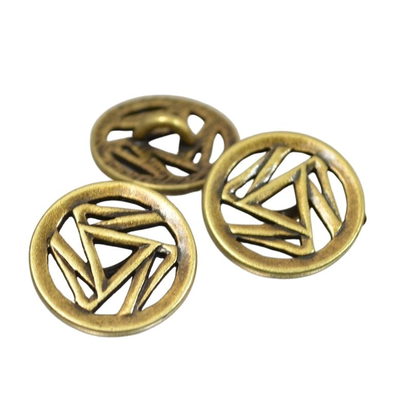 Metal Buttons - Triskelion - Antiqued Brass