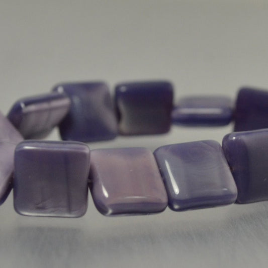 Czech Glass - 9mm Square Tablets - Plum Silk (15)