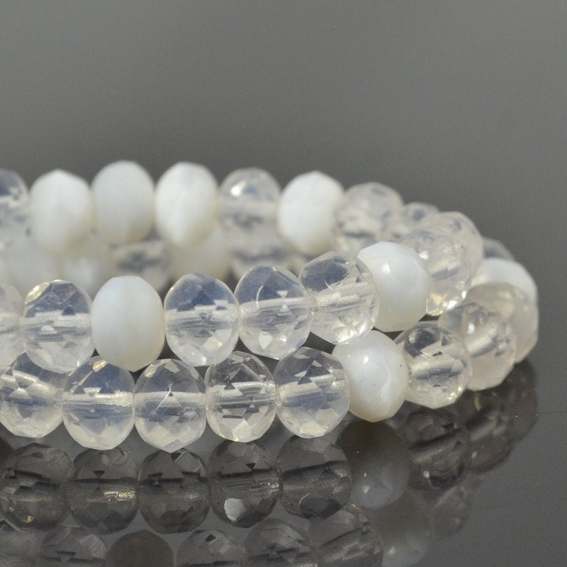 Fire Polish - 7x5mm - Faceted Donut Rondelle - Winter Mix (strand 25)