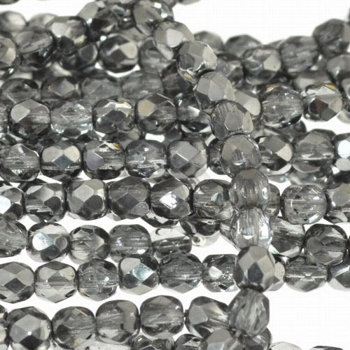 Fire Polish Faceted Round - 4mm - Crystal Earthtone Metallic Ice (50)