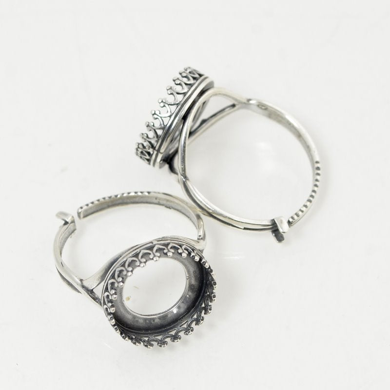 Rivoli Setting - ID 14mm Crown Bezel Ring - Antiqued Silver