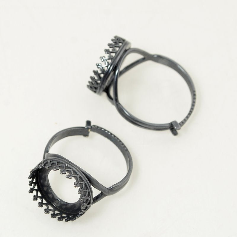 Rivoli Setting - ID 14mm Crown Bezel Ring - Gunmetal