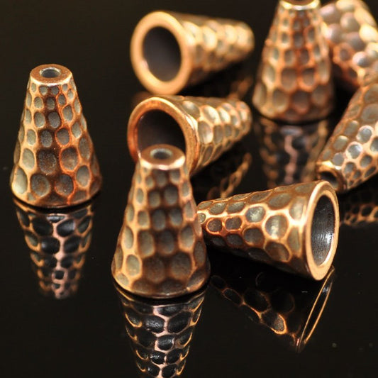Cone Tall Hammered - 12.5mm - Antiqued Copper