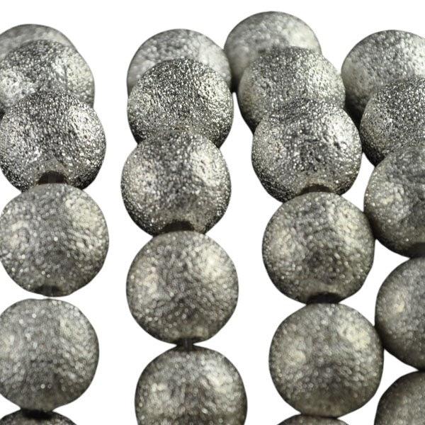 Metal Bead - 10mm - Stardust Round - Bright Silver (5)