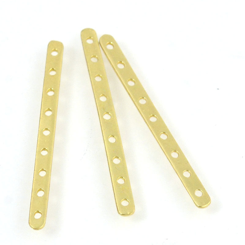 Separator/Connector - 9-hole Flat Spacer Bar - Bright Brass