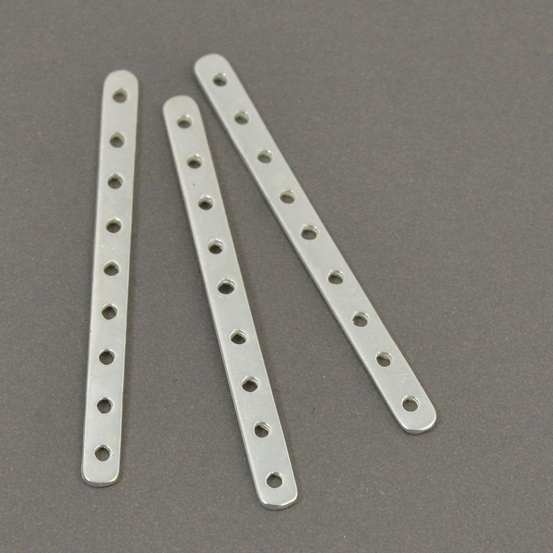 Separator/Connector - 9-hole Flat Spacer Bar - Bright Silver