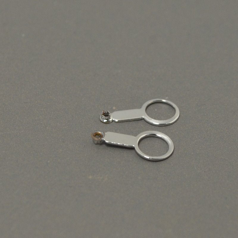 Earring - Leaf Stud with Ring and Clutch - Silverplated (Pair)