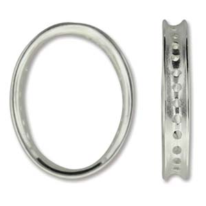 Finding - Bead Frame - Oval Frame with Holes - Bright Silver (2)