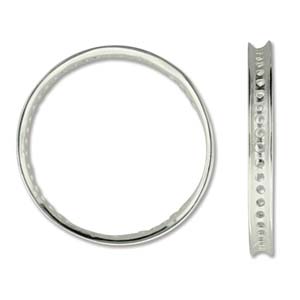 Finding - Bead Frame - Circle Frame with Holes - Bright Silver