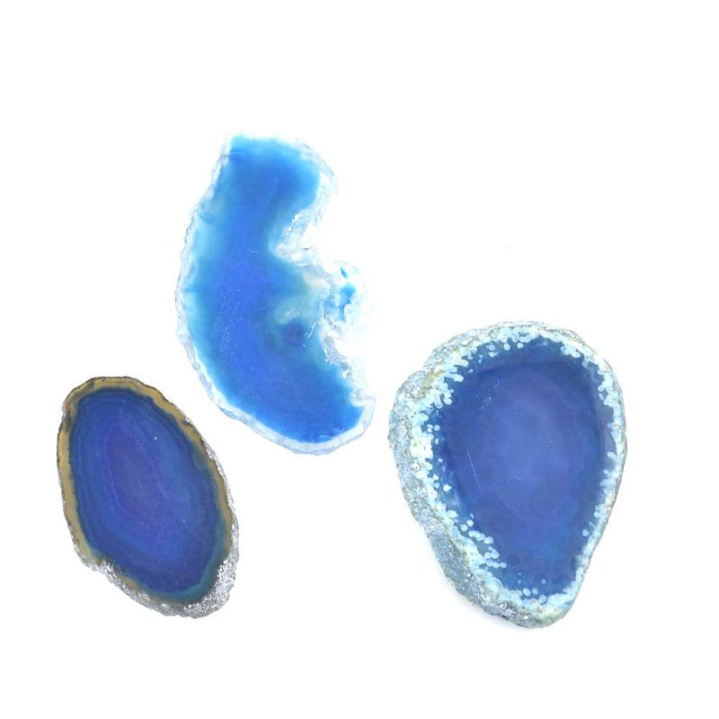 Stone - Polished Freeform Agate Slice - Ocean Blue