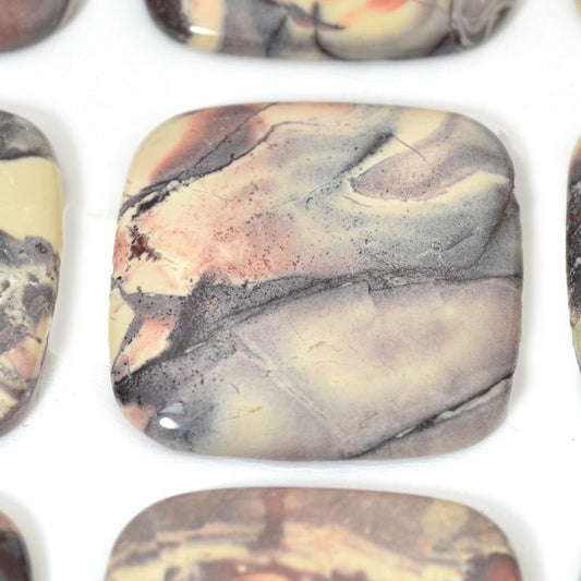 Stone -  Square Cushion Cabochon - Porcelain Jasper
