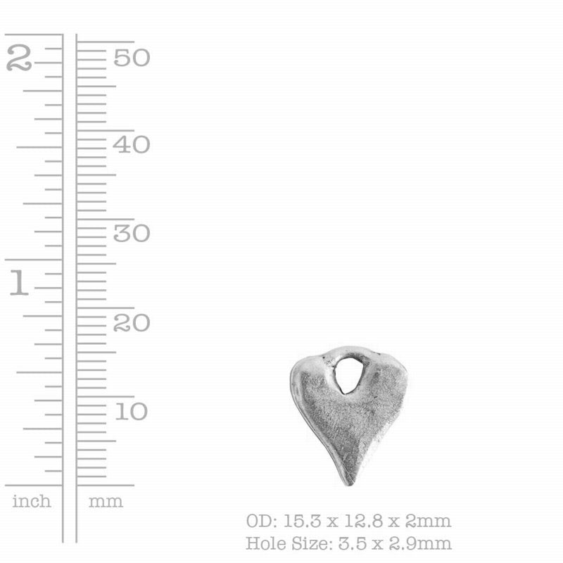 Rustic Heart Charm Ant Gold Each