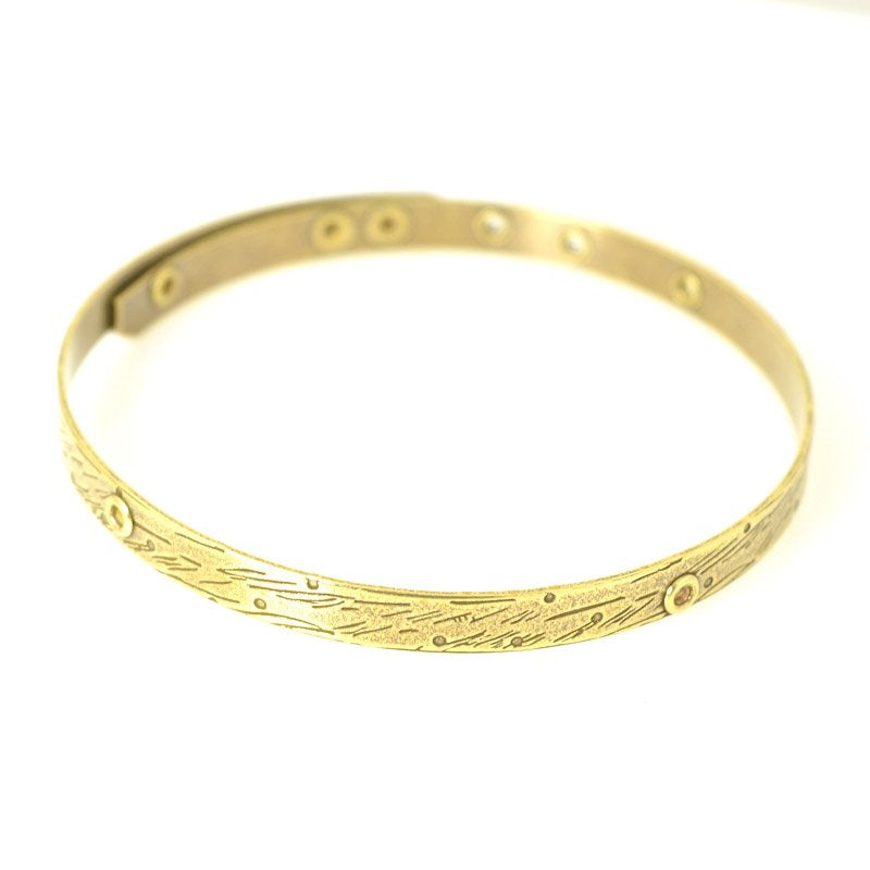 Bracelet Blank - Patterned and Riveted Bangle - Brass Oxide