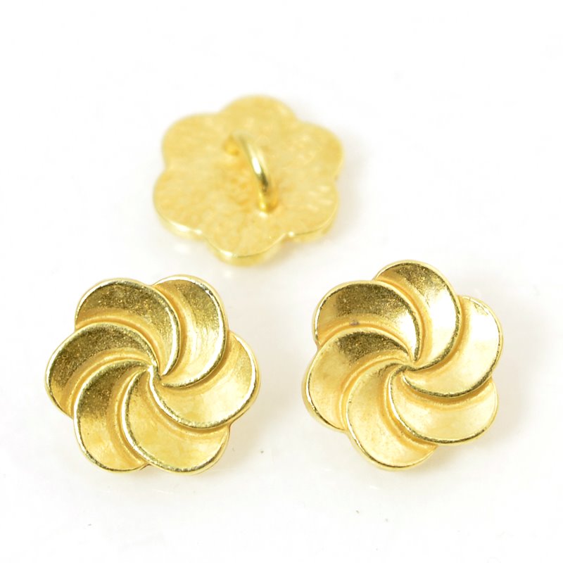 Metal Buttons - Plumeria Swirl - Bright Gold Plated