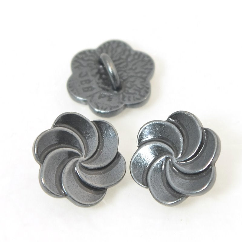 Metal Buttons - Plumeria Swirl - Gunmetal