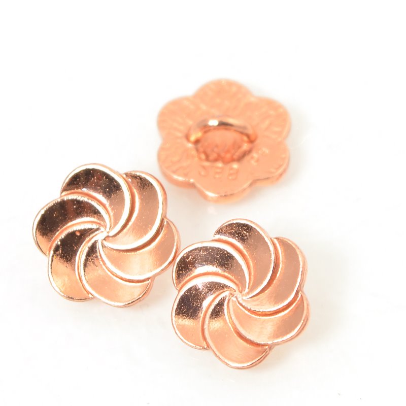 Metal Buttons - Plumeria Swirl - Bright Copper