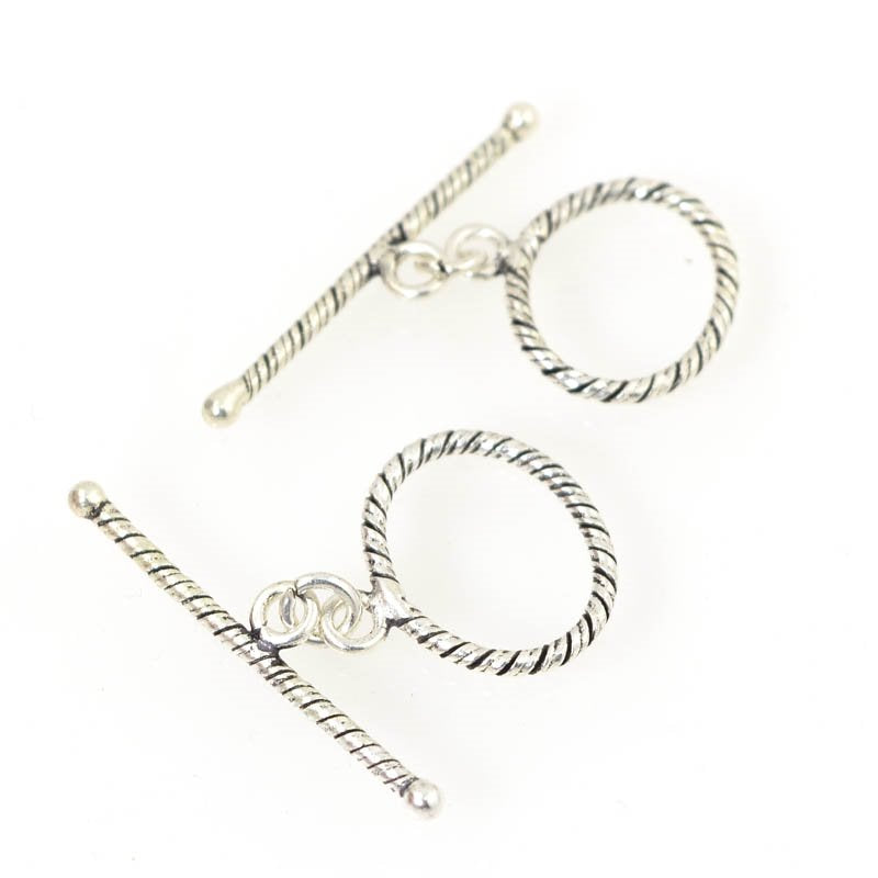 Toggle Clasp - Twisted Rope Toggle - Antiqued Silver (11)