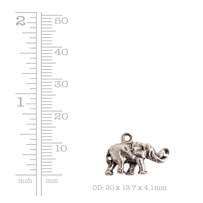 Small Elephant Charm Ant Silver Each