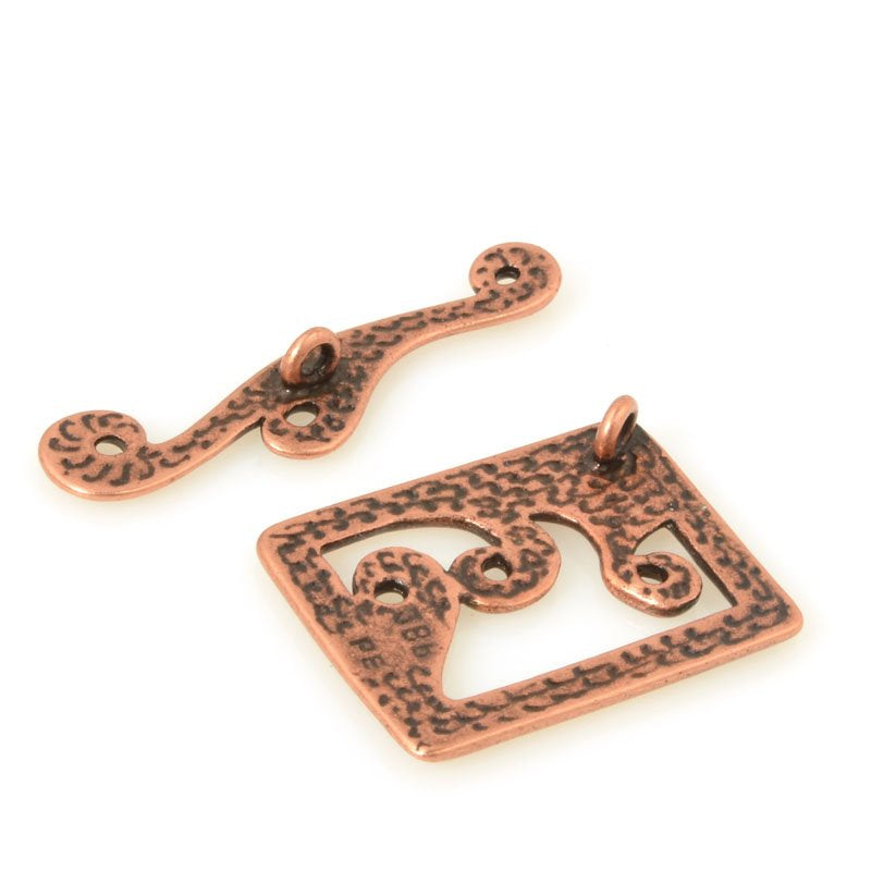 Toggle Clasp - Framed Waves - Antiqued Copper
