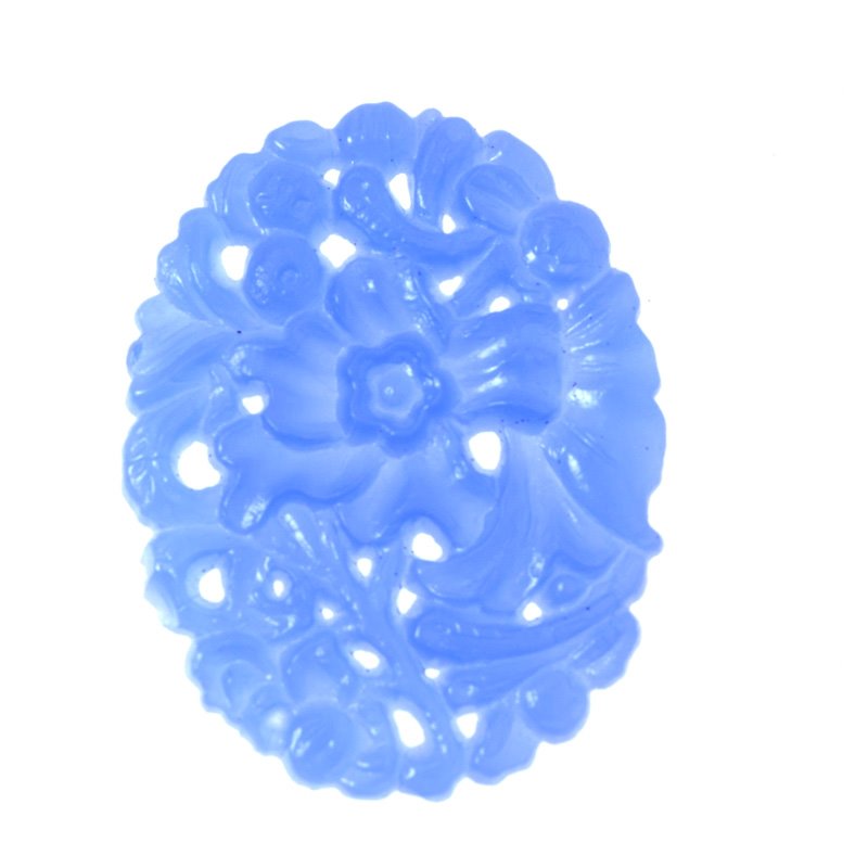 Molded Glass Cabochon - 31x40mm Flower Oval - Cornflower Blue