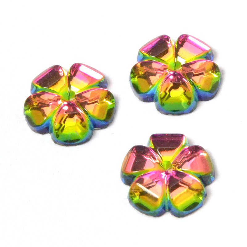 Glass Cabochon - 8mm Flat Flower - Medium Vitrail