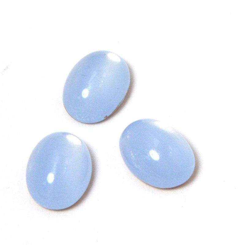 Glass Cabochon - 6x8mm Oval - Blue Chalcedony