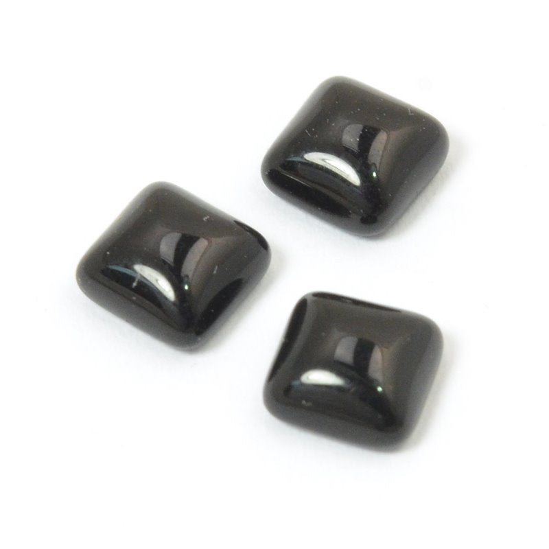 Glass Cabochon - 6mm Square - Jet