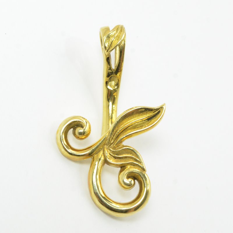 Bail -  Leafy Vine for Donut Pendant - Bright Brass