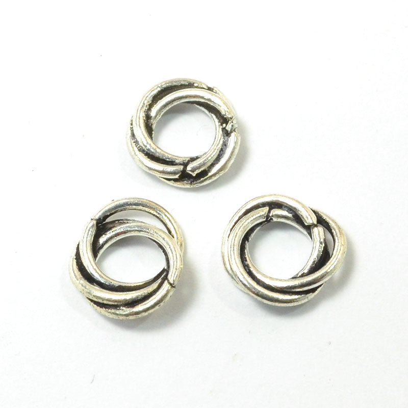 Metal Bead Triple Linked Rings - Antiqued Silver (24)
