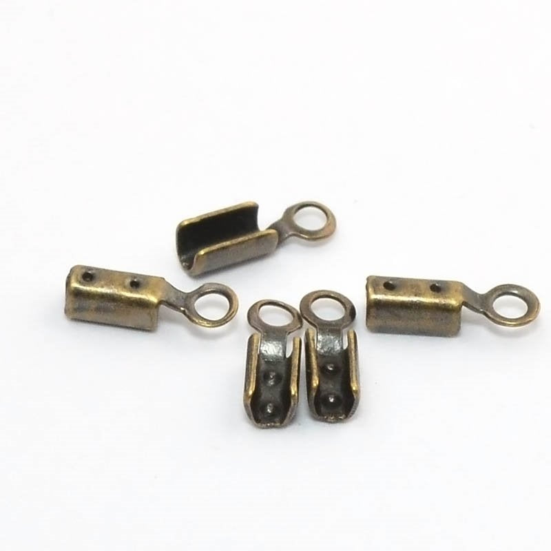 Fold Over Crimp Ends - ID 1mm - Antiqued Brass (12)