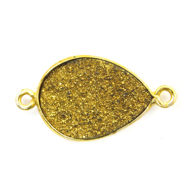 Link - Large Pear - Metallic Gold Druzy - Gold Plated