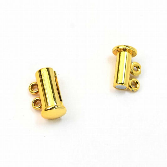 Magnetic Clasp Slide Tube - 2-Strand - Bright Gold Plated