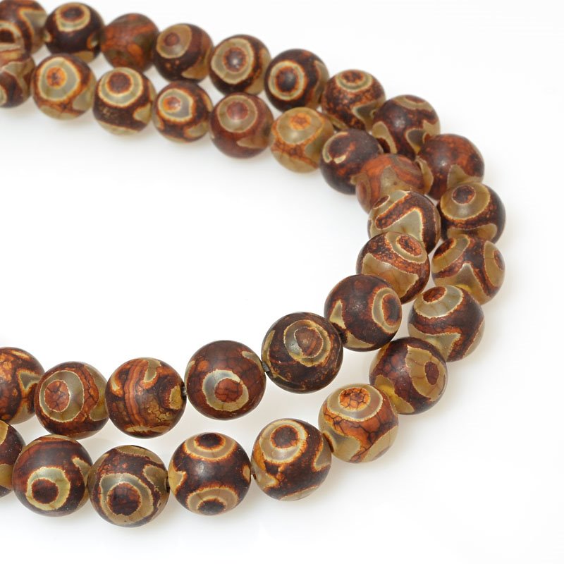 Matte Dark Dzi Agate   8mm Round 16in