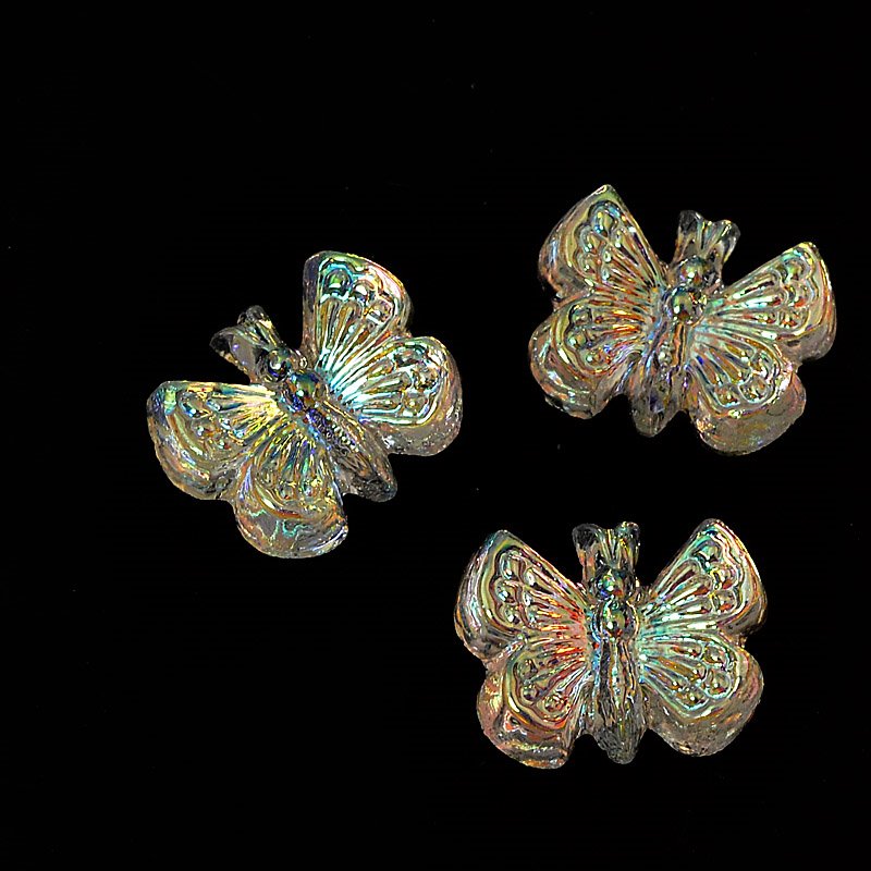 Glass Cabochon - 9.5mm Butterfly - Crystal AB (5)