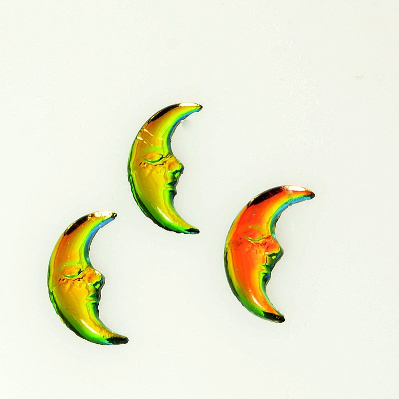 Glass Cabochon - 5x9mm Crescent Moon - Crystal Vitrail Medium (5)