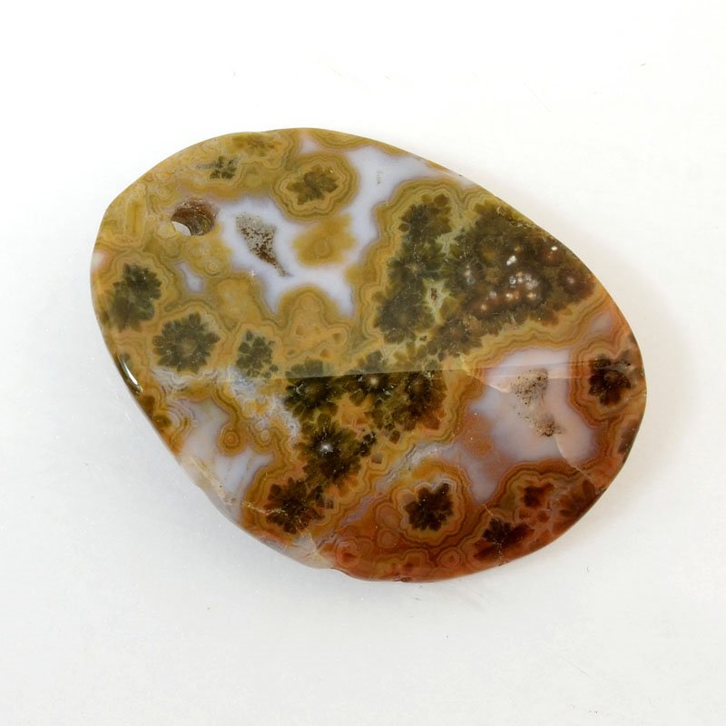 Stone Pendant - OOAK - Faceted Oval - Ocean Jasper