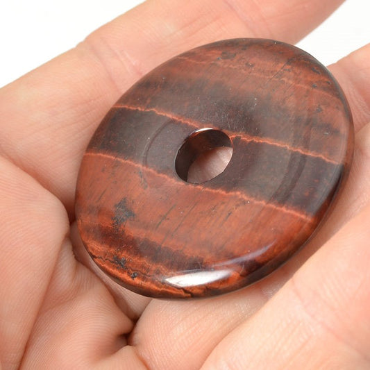 Stone - 40mm Donut Pendant - Red Tiger Eye