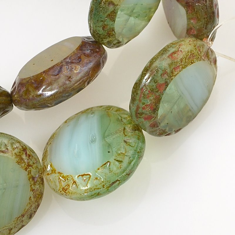 Glass Beads - 16mm Mayan Sun Coin - Queen Charlotte Mix (10)