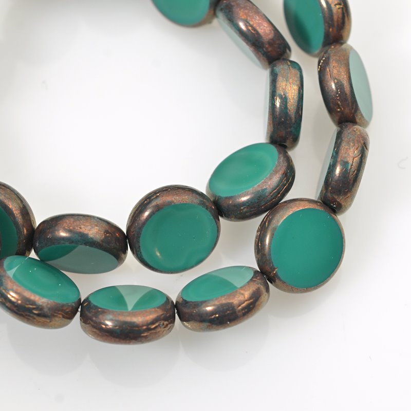 Flat Cut Tablet - 12mm Flat Round Coin - Temple Pool (Strand 15)