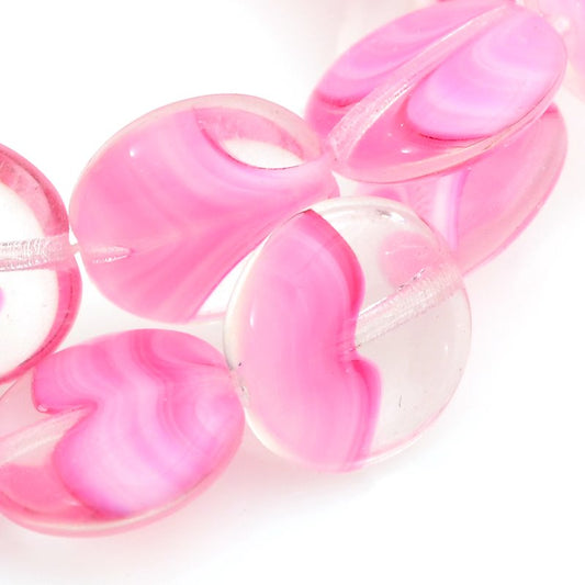 Czech Glass - 10mm Lentil - Strawberry Candy Ice (15)